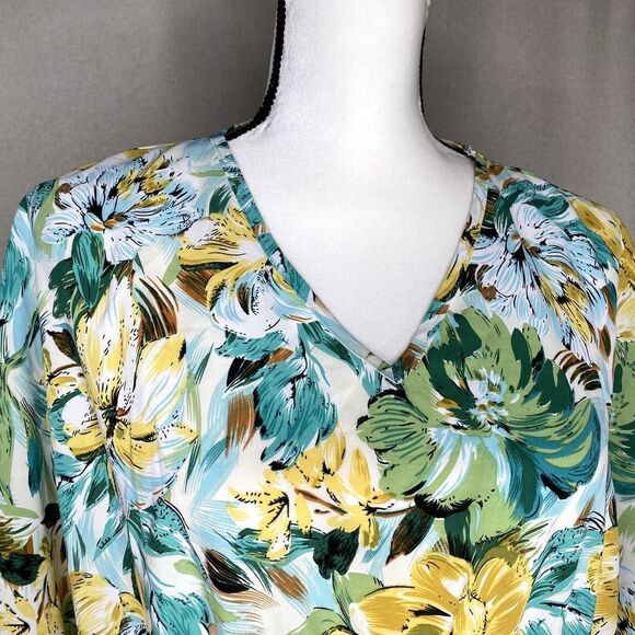 SHEIN Dolman Sleeve Floral Print Mini Swing Dress Large Spring Tropical Yellow - Picture 3 of 11